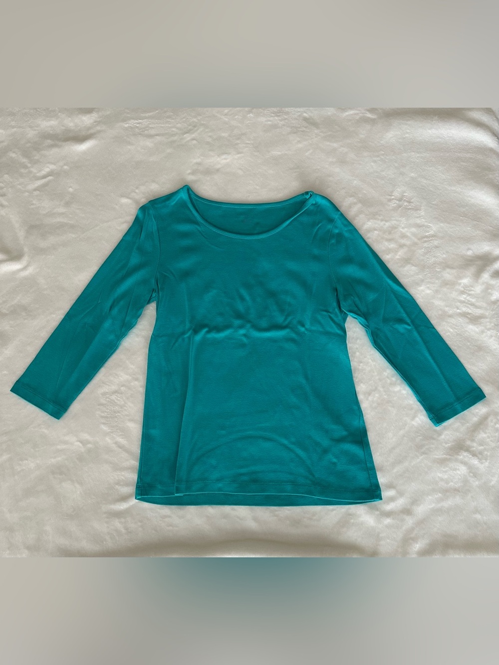 Appleseed's Teal Scoop-Neck 3/4 Sleeve Top